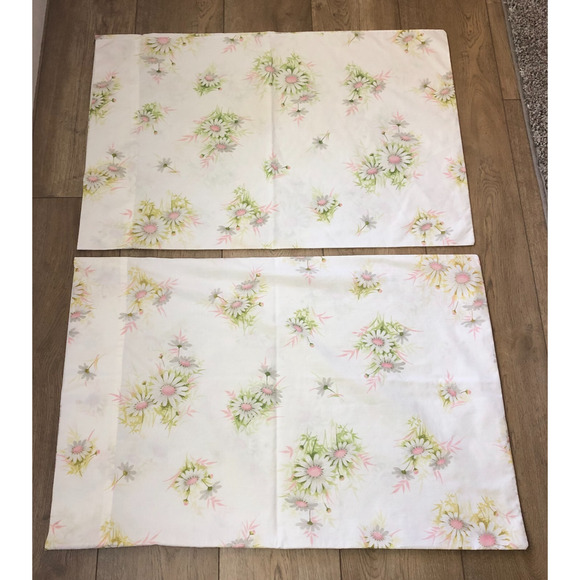 Vintage Springmaid Wondercale Non Iron USA 2 Standard Pillowcases Floral MCM - Picture 2 of 7